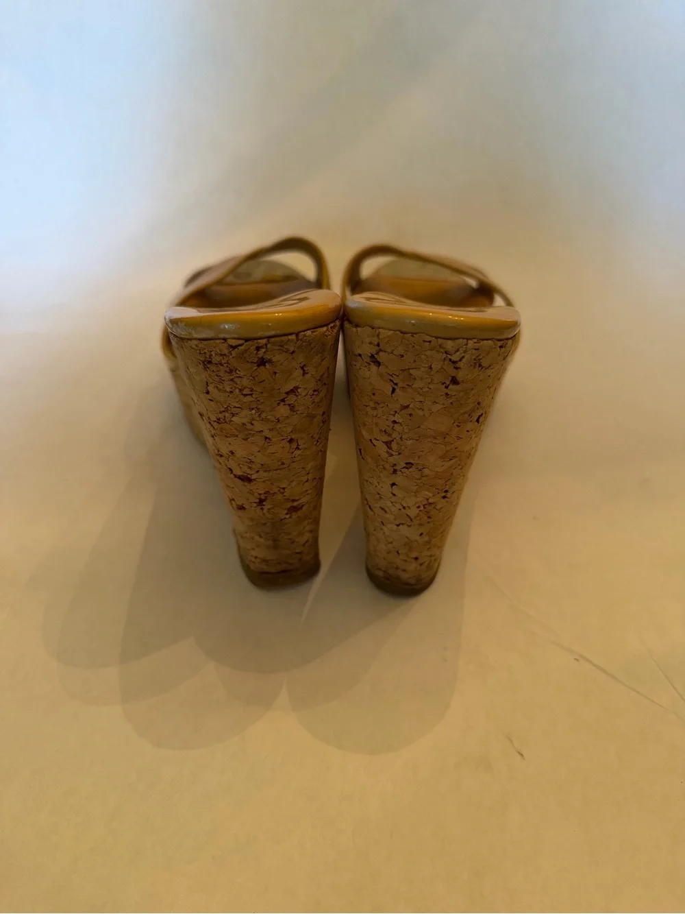 Jimmy Choo Yellow Patent Cork Platform Wedge Sandals